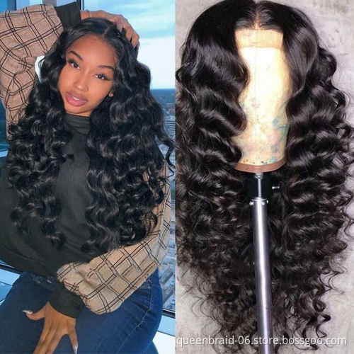 13x4 Lace Frontal Wig Loose Deep Wave Wigs Brazilian Natural Wave Human Hair Wig Prepluck Hairline With Baby Hair For Black Wome